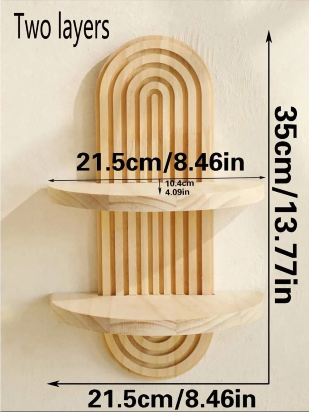 ARRIVING SOON Set of 2 Boho 2-Tier Wooden Wall Shelves | Arch Floating Shelf